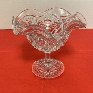 Imperial  Hobstar Antique Early Clear Pattern Glass  COMPOTE VASE